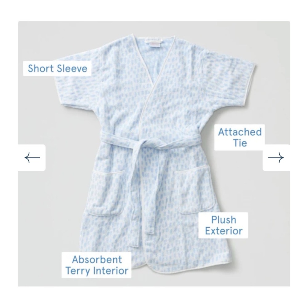 Weezie Short Plush Robe - M Blue Millie - Picture 3 of 11